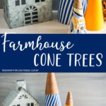 photo collage of coastal farmhouse trees with text which reads farmhouse cone trees