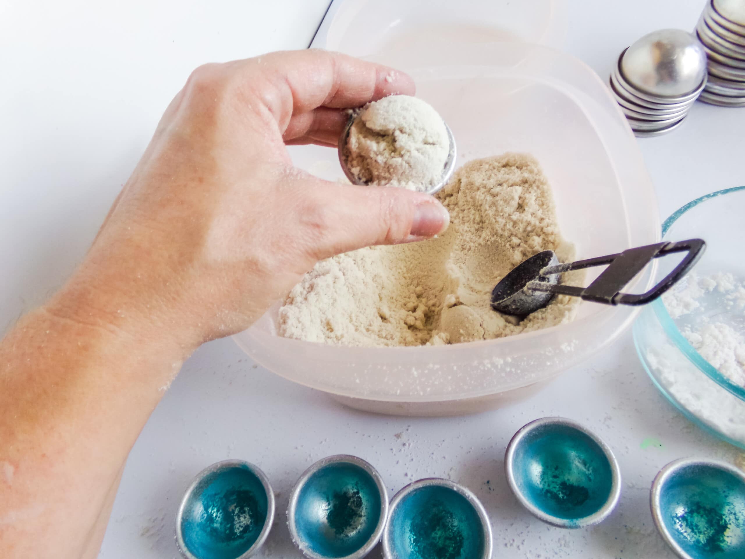 in-process step of making frozen bath bombs