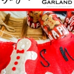DIY gingerbread man banner craft with text which reads gingerbread man garland