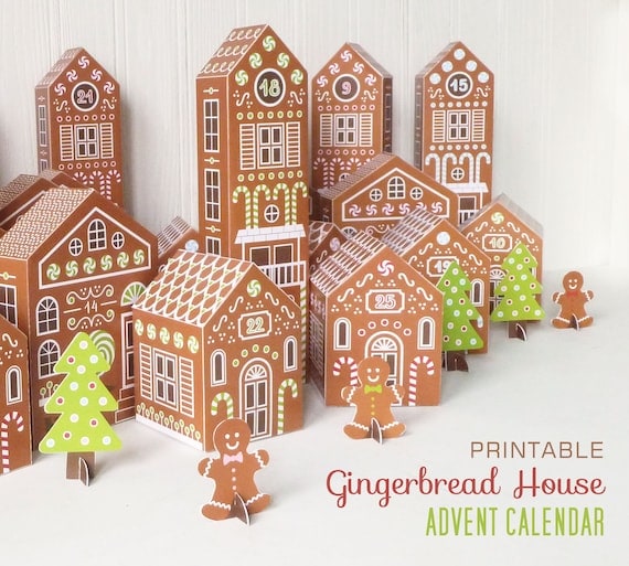 Printable Advent Calendar Gingerbread Houses