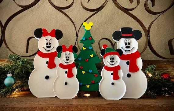 Christmas Snowman Mickey and Minnie Inspired Decoration | Etsy