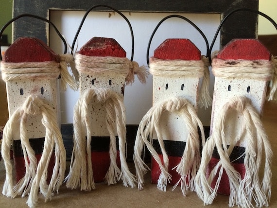 Primitive Santa Ornaments