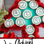 mason jar lid advent calendar with text which reads jar advent calendar