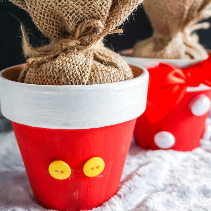 Mickey and Minnie Christmas Tree Terra Cotta Pots