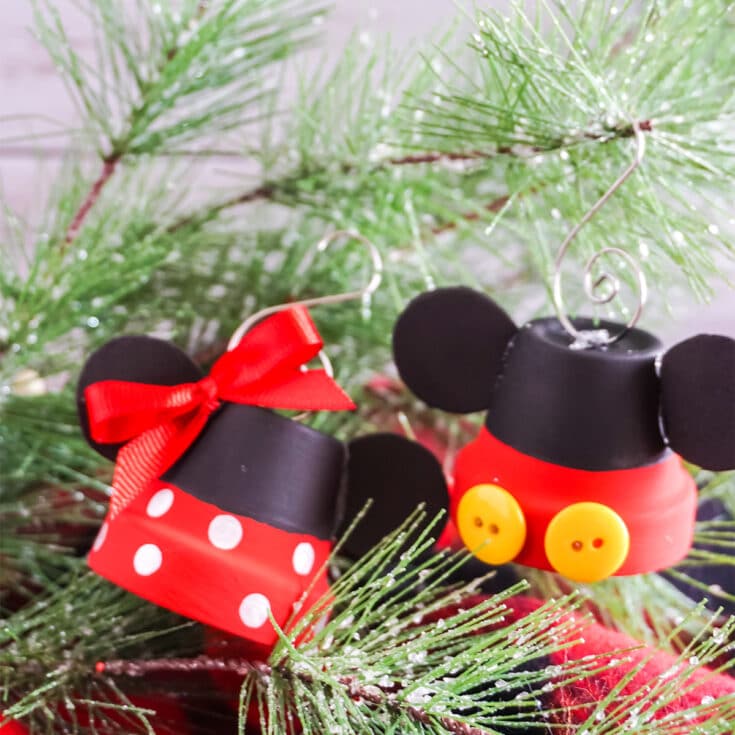 Mickey & Minnie Terra Cotta Bell Ornaments