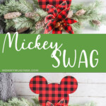 photo collage of easy mickey mouse cricut craft with text which reads mickey swag