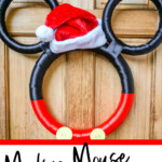 mickey holiday wreath with text which reads mickey mouse christmas wreath