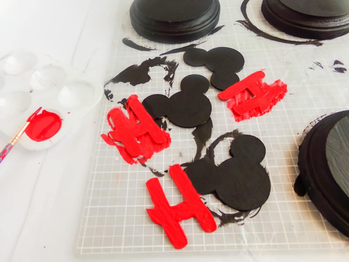 in-process step of making a mickey mouse centerpieces