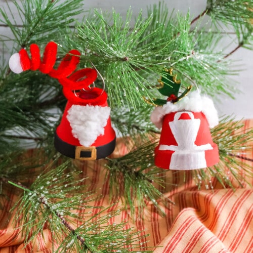 santa and mrs claus ornaments from terra cotta pots