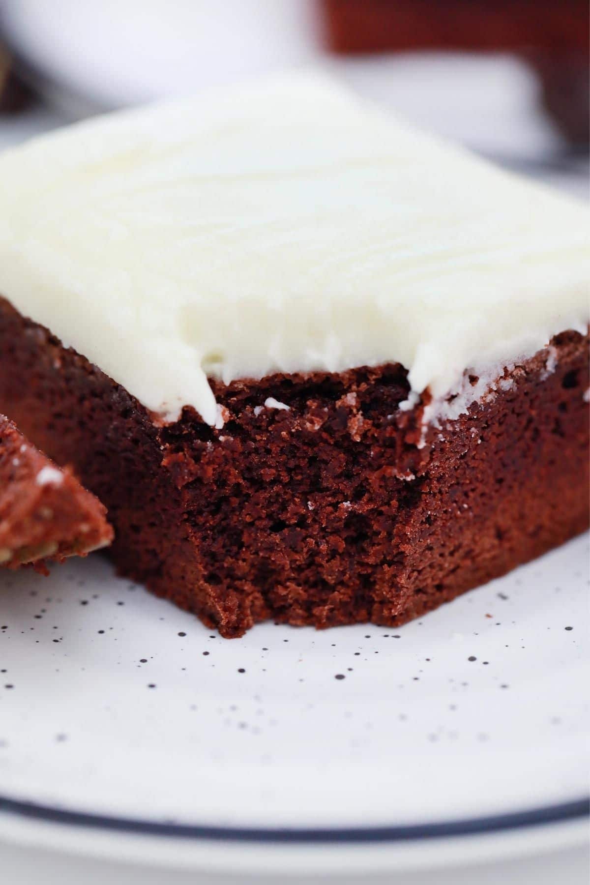 brownie on plate with bite taken from it