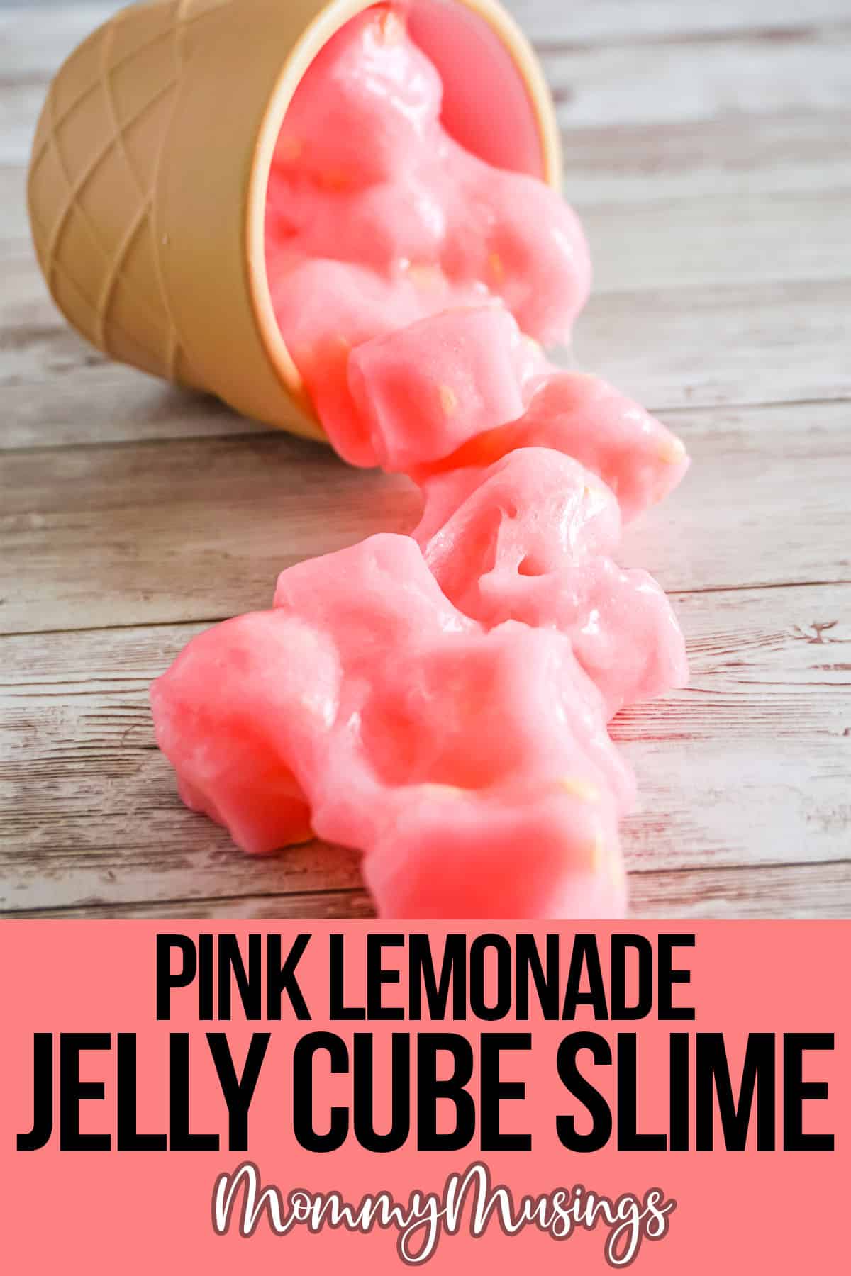 spilled Pink Jelly Cube Slime with text which reads Pink Lemonade Jelly Cube Slime