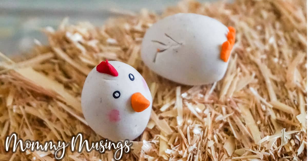 closeup of chicken and egg polymer clay charms