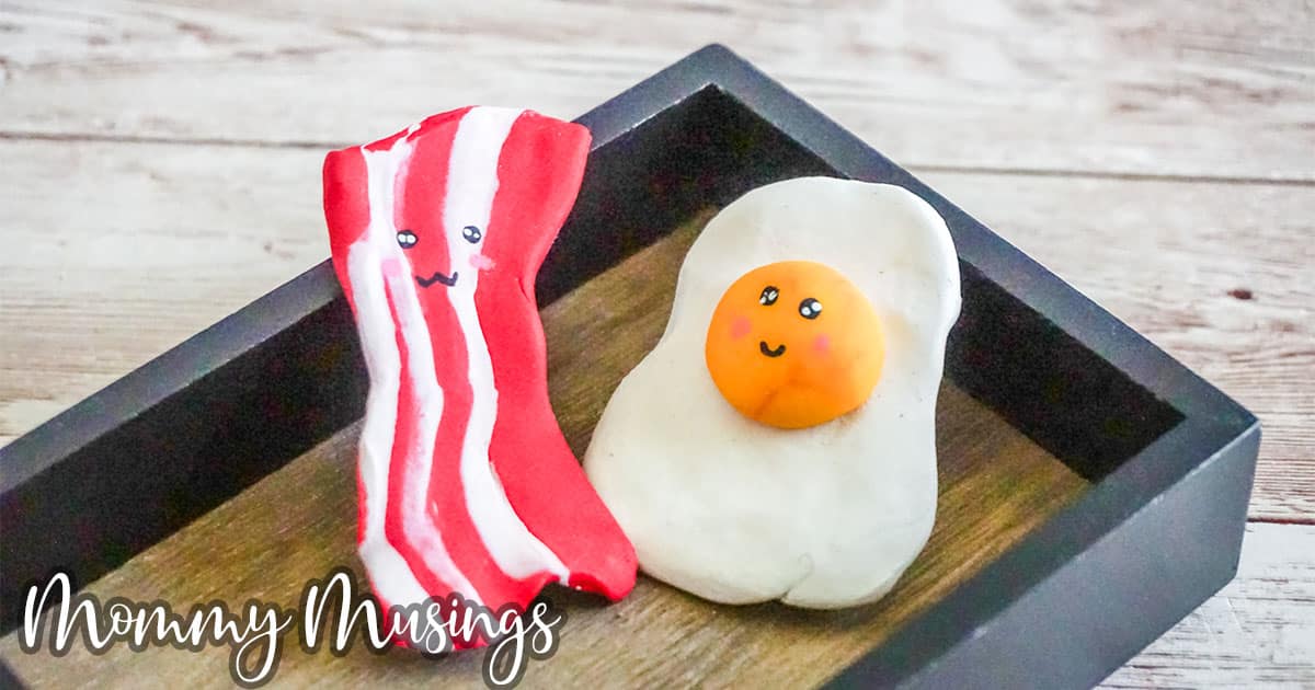 polymer clay bacon and egg charms for best friends