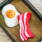 overhead view of bacon and egg best friend craft for kids