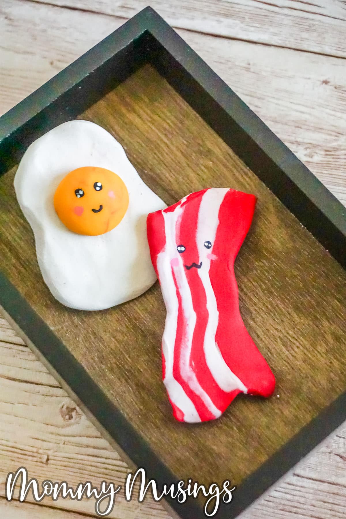 overhead view of bacon and egg best friend craft for kids