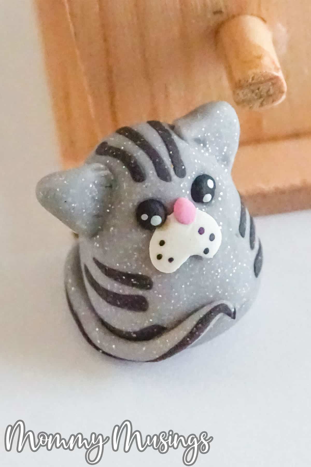 closeup of easy teen craft clay kitten