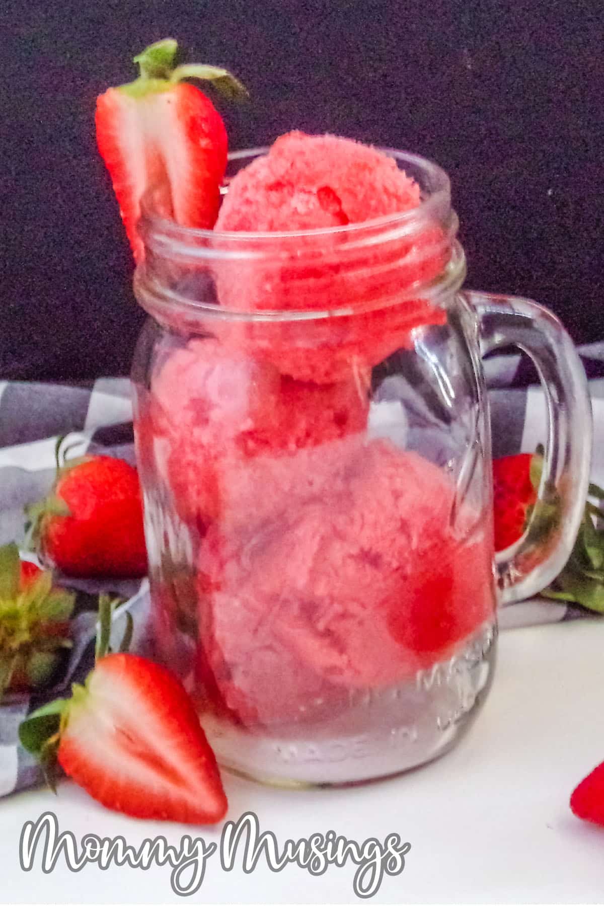 jar of strawberry sorbet