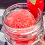 strawberry sorbet in a jar