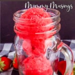 jar of fruit sorbet with text which reads strawberry sorbet