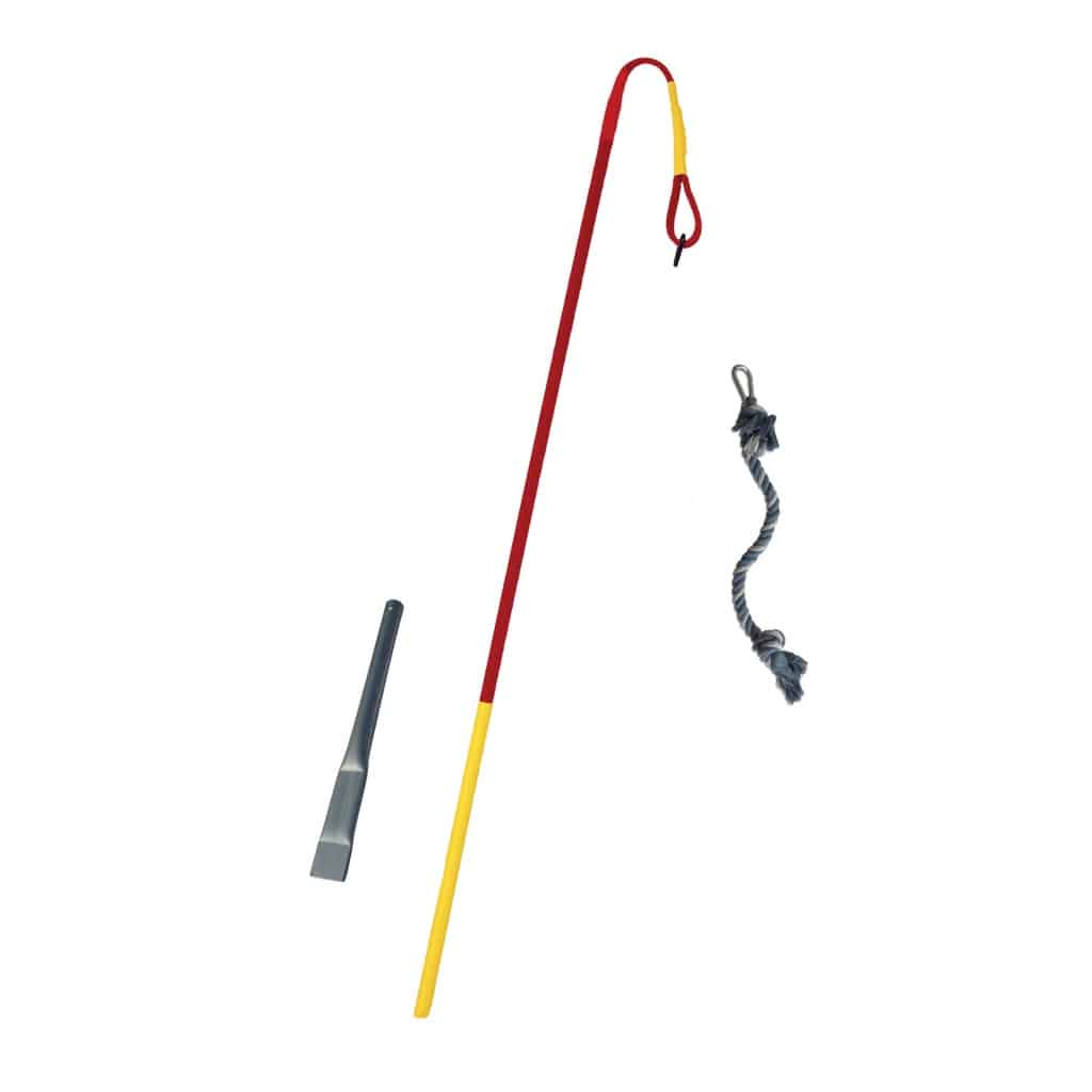 red black and yellow tether pole